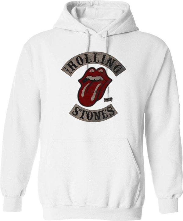 Rolling Stones Men's Tour 78 T-Hoodie Graphic Pullover Hoodie - White