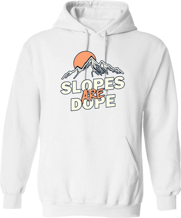 Slopes are Dope Funny Skiing Graphic Pullover Hoodie - White