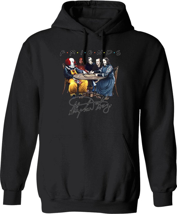 Stephen-King-Horror-Friends-Hoodie Essential Graphic Pullover Hoodie - Black