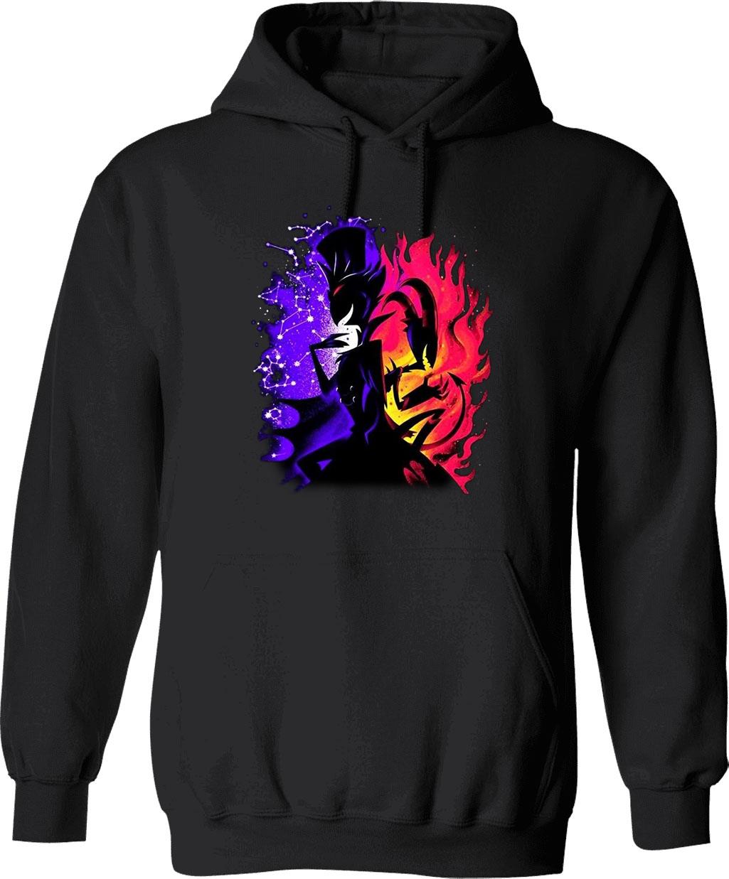 Stolas and Blitzo Inner Desires - Helluva Boss Photographic Print Graphic Pullover Hoodie - Black