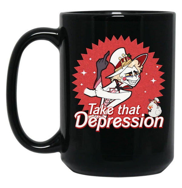 TAKE That Depression Black Coffee Mug, Gift Coffee Mug - Black