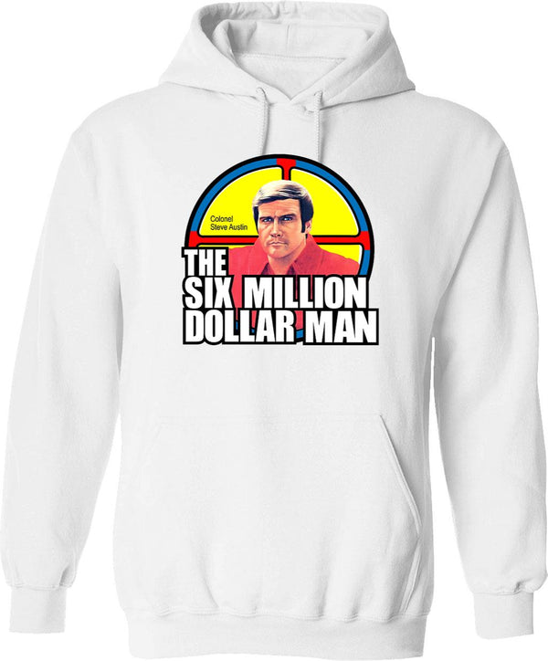 The Six Million Dollar Man Logo Vintage Graphic Pullover Hoodie - White