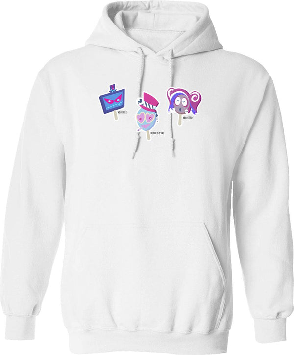 Vees Vox Valentino Velvet Hazbin Hotel - Popsicle Classic Graphic Pullover Hoodie - White