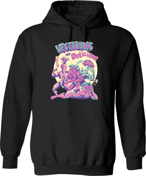 Vegetables Are Delicious Graphic Pullover Hoodie - Black