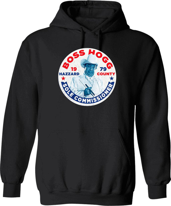 Vote Boss Hogg Dukes of Hazzard Graphic Pullover Hoodie - Black