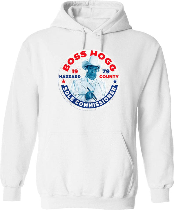 Vote Boss Hogg Dukes of Hazzard Graphic Pullover Hoodie - White