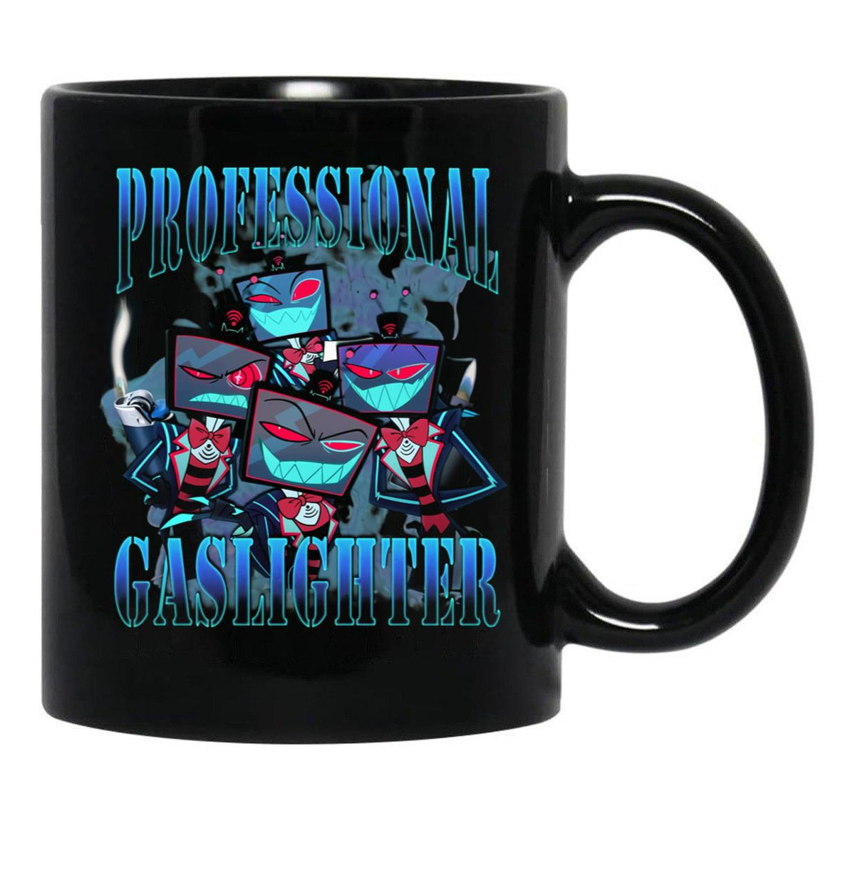 Vox Professional Gaslighter Hazbin Hotel Black Coffee Mug, Gift Coffee Mug - Black