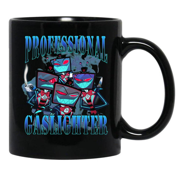 Vox Professional Gaslighter Hazbin Hotel Black Coffee Mug, Gift Coffee Mug - Black
