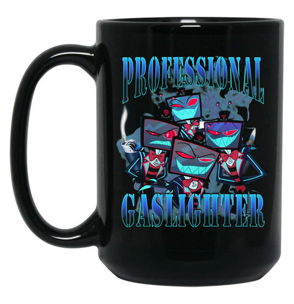 Vox Professional Gaslighter Hazbin Hotel Black Coffee Mug, Gift Coffee Mug - Black
