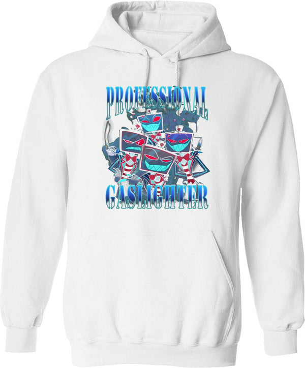 Vox Professional Gaslighter Hazbin Hotel Graphic Pullover Hoodie - White