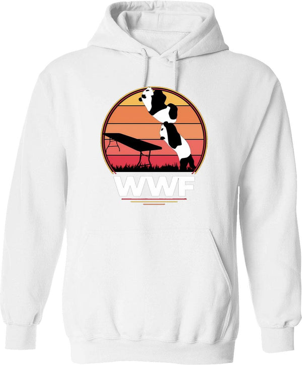 WWF Wrestling Pandas Graphic Pullover Hoodie - White