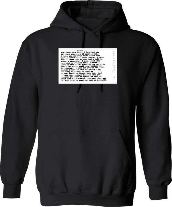 When Harry Met Sally Script Graphic Pullover Hoodie - Black