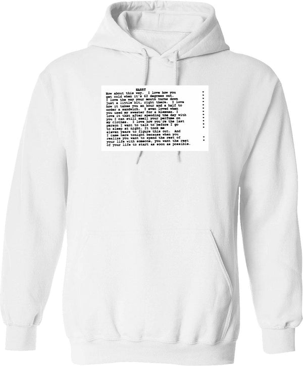 When Harry Met Sally Script Graphic Pullover Hoodie - White