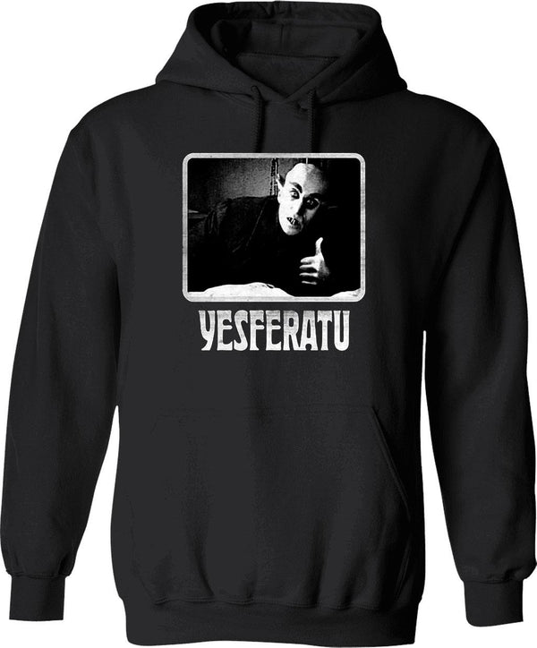 Yesferatu Funny Nosferatu Positive Goth Horror Lover Gift Meme Classic Graphic Pullover Hoodie - Black
