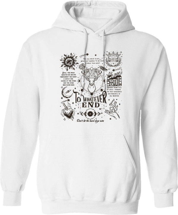 to Whatever End Throne of Glass Graphic Pullover Hoodie - White