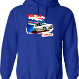 106 1.3 Rallye... Petit Lion Hoodie - Retro Graphic Pullover Hoodie - Blue