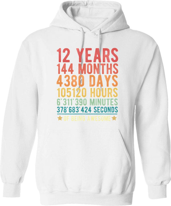 12 Years Of Being Awesome Vintage 12th Birthday Funny Gift Hoodie - White