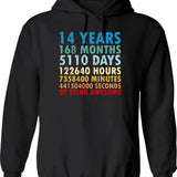 14 Years Of Being Awesome Gifts 14 Years Old 14 Birthday Retro Anniversary Hoodie - Black