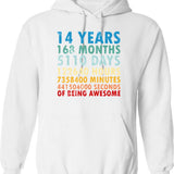 14 Years Of Being Awesome Gifts 14 Years Old 14 Birthday Retro Anniversary Hoodie - White