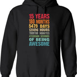 15 Years 180 Months Being Awesome 15th Birthday Teen Gifts - Black