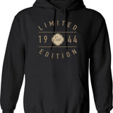 1944 Limited Edition 80th Birthday Hoodie - Funny Birthday Gift Pullover - Black