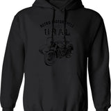 1960 Ural Motorcycle Hoodie - Retro Graphic Pullover Hoodie for Men & Women - Black