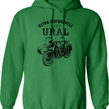 1960 Ural Motorcycle Hoodie - Retro Graphic Pullover Hoodie for Men & Women - Green