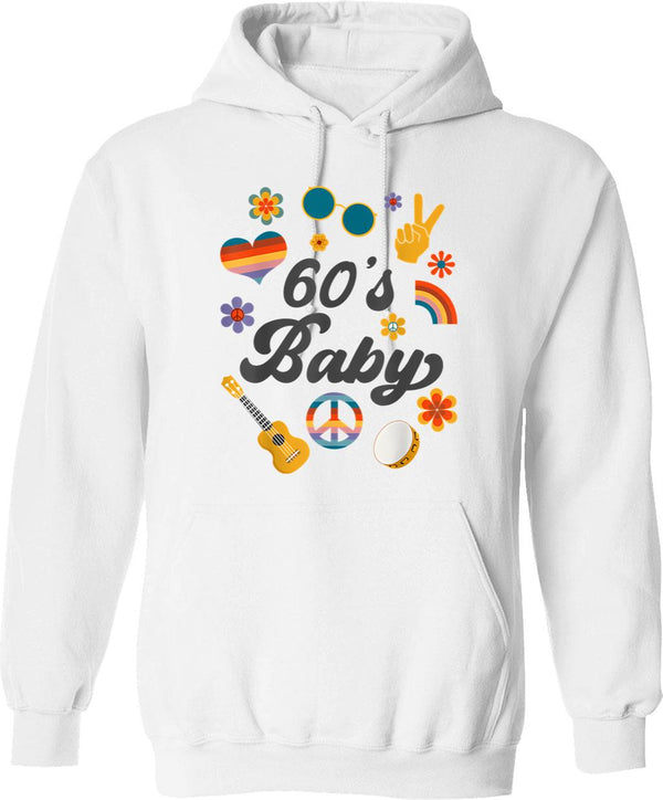 1960s Vintage Sixties Costume Party 60s Hippie Theme Party Hoodie - White
