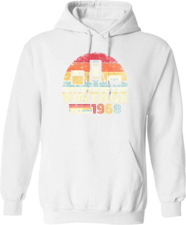 1968 Print. Vintage Birthday Gift Funny Music Tech Humor Graphic Hoodie - White