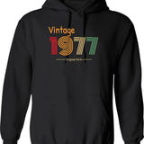 1977 Birthday Funny Hoodie - Funny Birthday Gift Pullover - Black