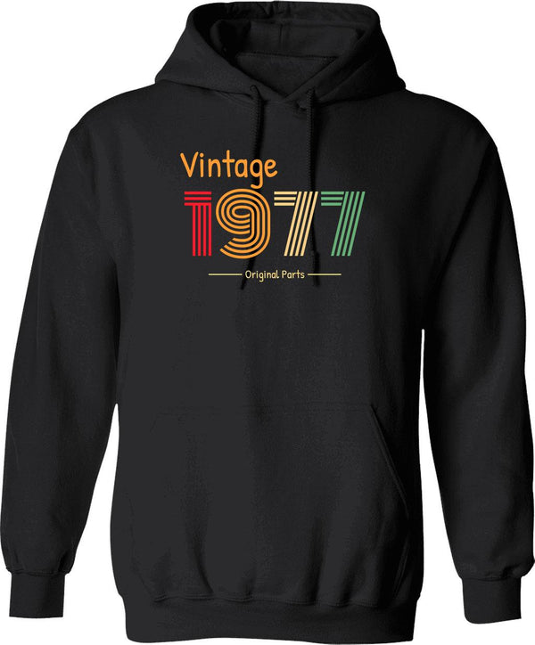 1977 Birthday Funny Hoodie - Funny Birthday Gift Pullover - Black