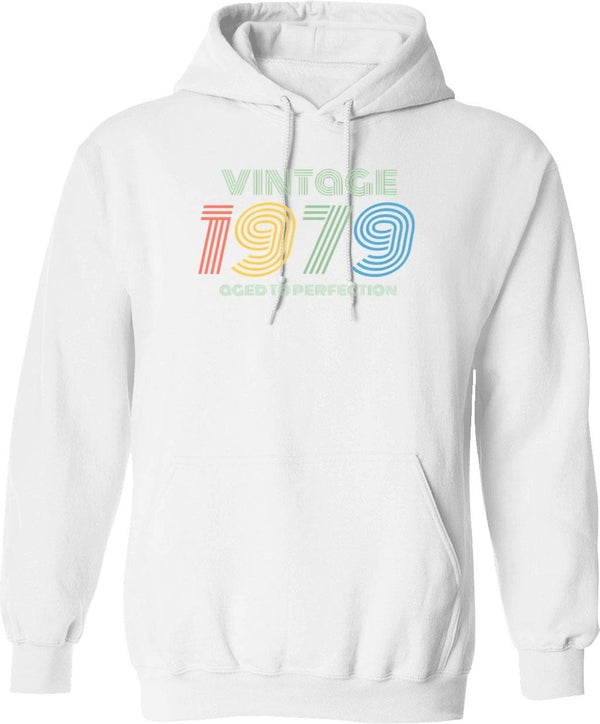 1979 Birthday Vintage Aged Perfection Funny Retro Gift Hoodie - White