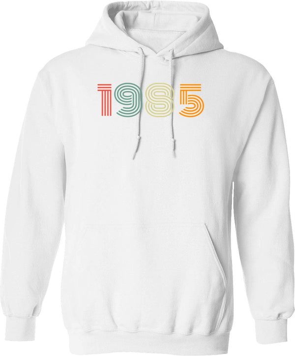1985 Hoodie - Retro Graphic Pullover Hoodie for Men & Women - White