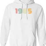 1985 Hoodie - Retro Graphic Pullover Hoodie - White