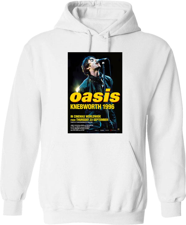 1996 Knebworth In Cinemas Worldwide Hoodie - Retro Graphic Pullover Hoodie for Men & Women - White