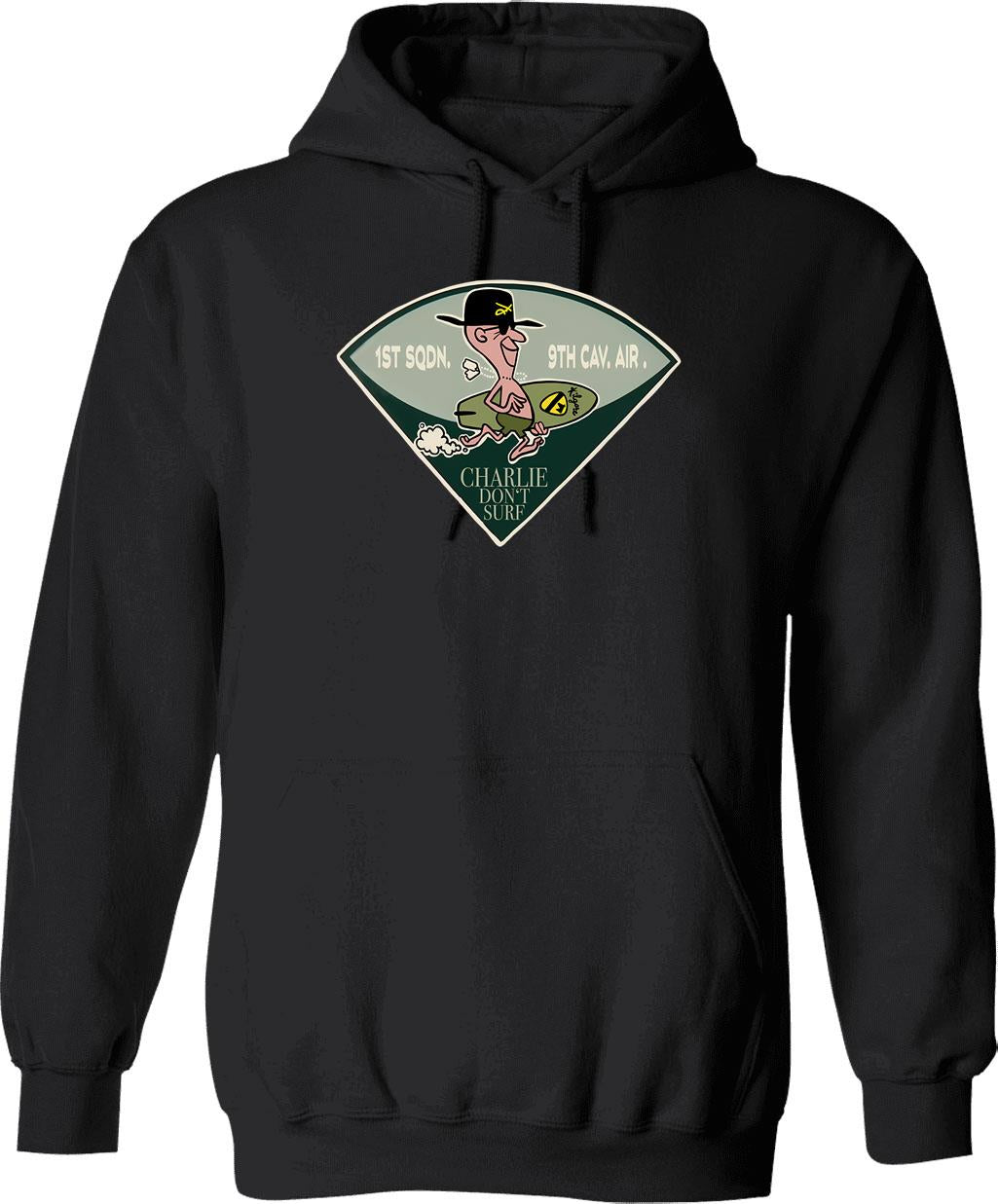 1st Squad. 9th Cavalry Airborne Charlie Dont Surf Colonel Kilgore Tribute Hoodie - Black