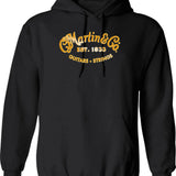 2021 Martin Guitars Essential Hoodie - Retro Graphic Pullover Hoodie for Men & Women - Black