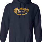 2021 Martin Guitars Essential Hoodie - Retro Graphic Pullover Hoodie for Men & Women - Navy