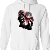 3 Badger Moon Hoodie - Retro Graphic Pullover Hoodie for Men & Women - White