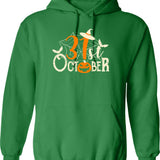 31st October Halloween Hoodie - Retro Graphic Pullover Hoodie for Men & Women - Green