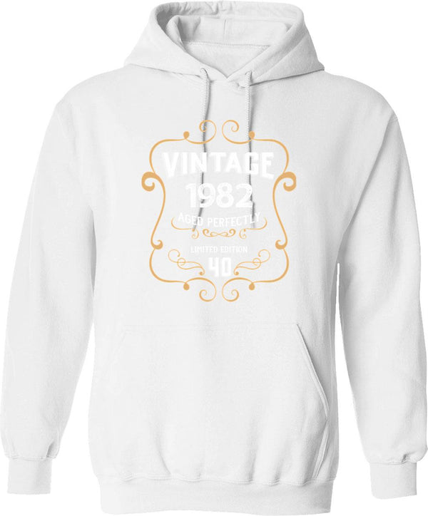 40th Birthday Vintage 1982 Aged Perfectly Gift Hoodie - White