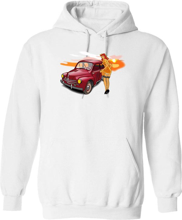 4cv Hoodie - Retro Graphic Pullover Hoodie for Men & Women - White