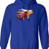 4cv Hoodie - Retro Graphic Pullover Hoodie for Men & Women - Blue