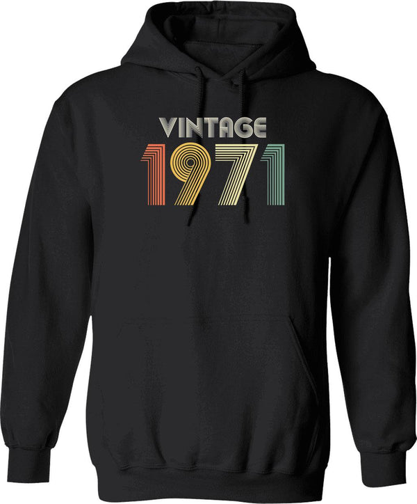 50th Birthday Vintage 1971 Gift Hoodie - Retro Graphic Cosy Pullover - Black