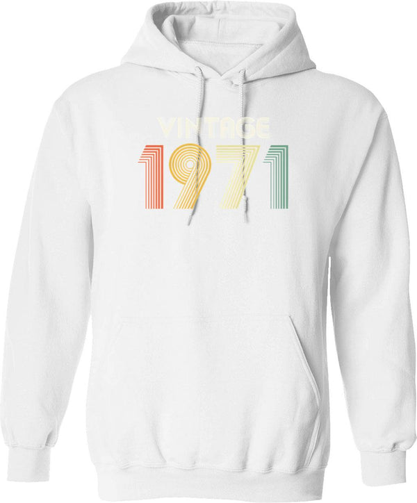 50th Birthday Vintage 1971 Gift Hoodie - Retro Graphic Cosy Pullover - White