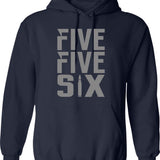 5.56 Hoodie - Retro Graphic Pullover Hoodie - Navy