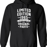 56th Birthday Hoodie Born In 1965 Shirt Gift Present Limited Edition Year 1965 All Original Parts Funny 56 Years Old Hoodie - Black