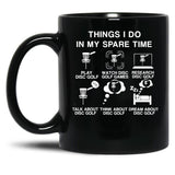 6 Things I Do in My Spare Time Disc Golf Funny Disc Golf Lovers Players Gift for Mens and Womens Black Coffee Mug, Gift Coffee Mug