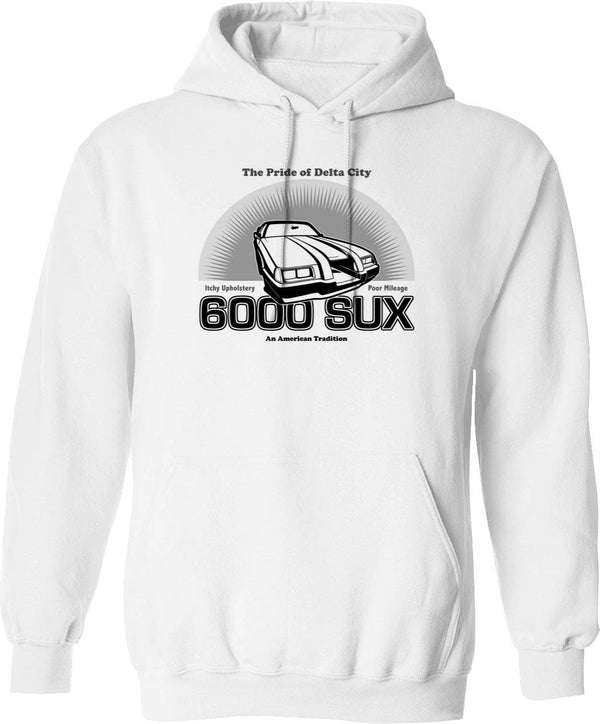 6000 Sux Hoodie - Retro Graphic Pullover Hoodie for Men & Women - White