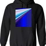 65 Mcmlxv Retro 70s Disco Blue Streaks Of Light Pattern Hoodie - Black